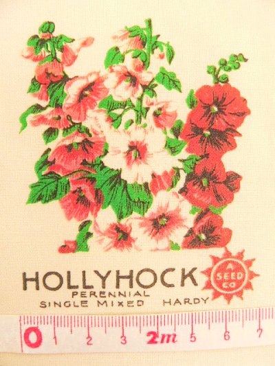 画像1: 転写カットクロス　HOLLYHOCK 