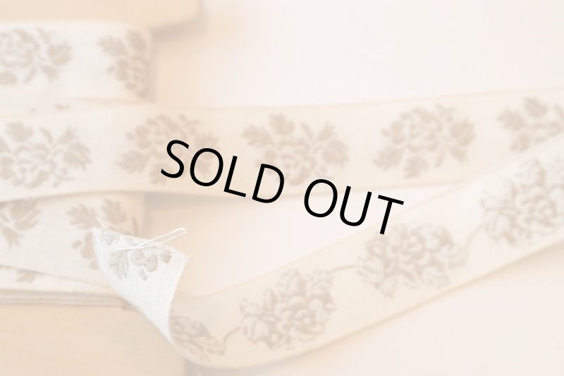 画像2: フランス製ヴィンテージジャガードリボン　リネン (2)