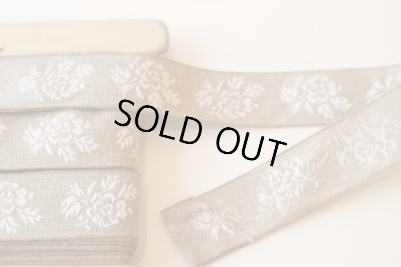 画像2: フランス製ヴィンテージジャガードリボン　リネン (2)