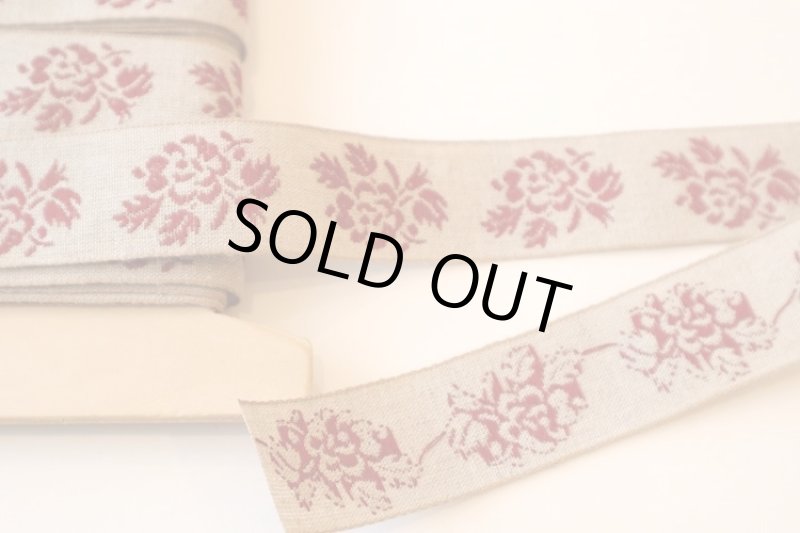 画像2: フランス製ヴィンテージジャガードリボン　リネン (2)