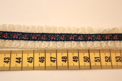 画像1: スイス製　ヴィンテージリボン　ダブルエッジプリーツレース　生成