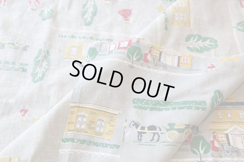 画像2: アメリカ製 ヴィンテージフィードサック 街 (2)