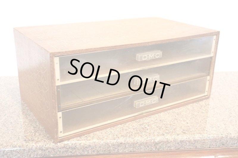 画像1: フランス製　ヴィンテージ　DMC ３段　ボックス (1)