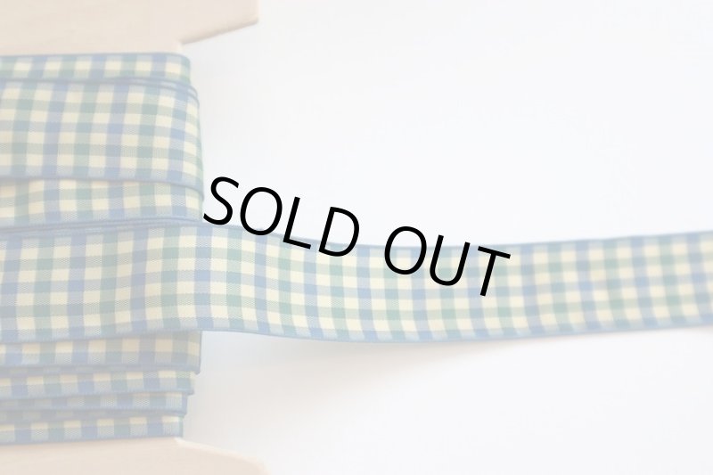 画像1: イギリス製ヴィンテージリボン　チェック (1)