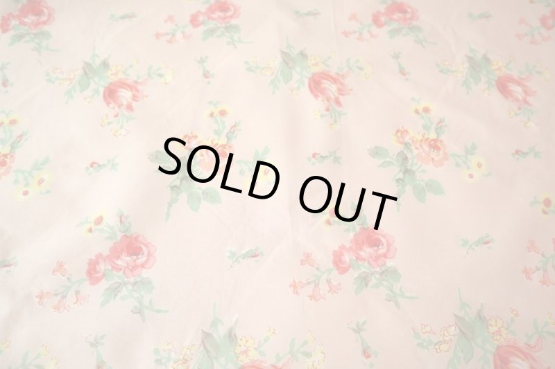 画像1: イギリス製　ヴィンテージファブリック　フラワーピンク (1)