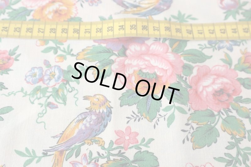 画像2: フランス製　ヴィンテージファブリック　バード＆フラワー (2)