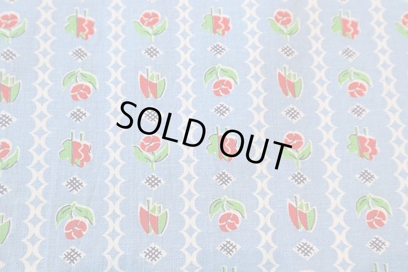 画像1: アメリカ製　ヴィンテージフィードサック　フローラルボーダー SALE! (1)