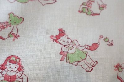 画像1: アメリカ製　ヴィンテージフィードサック　子供とくまさん
