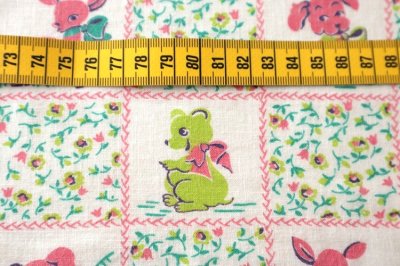 画像3: アメリカ製　ヴィンテージフィードサック　ぞうさん・うさちゃん・わんちゃん