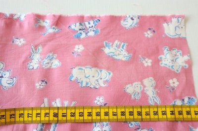 画像2: アメリカ製　ヴィンテージファブリック　ぞうさん、うさちゃん、わんちゃん、きりんさん