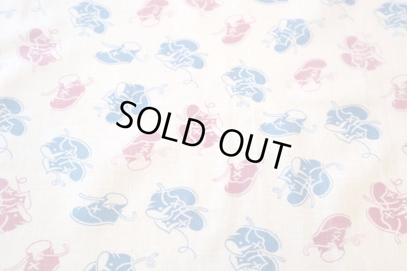 画像1: アメリカ製　ヴィンテージフィードサック　ベビーシューズ (1)