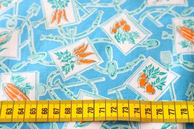 画像1: アメリカ製　ヴィンテージフィードサック　ベジタブル ブルーグリーン