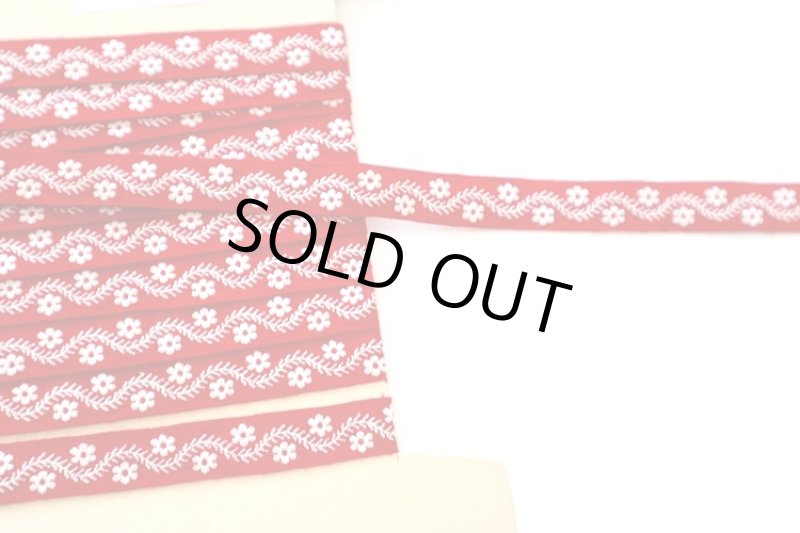 画像1: フランス製ヴィンテージエンブロイダリーリボン　レッド (1)