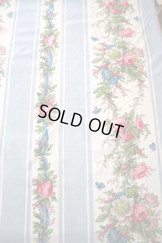 画像1: フランス製　ヴィンテージファブリック　フローラルボーダー (1)