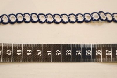 画像1: フランス製ヴィンテージレース　ネイビー