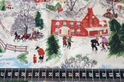 画像1: アメリカ製　ヴィンテージファブリック　グランマモーゼス Deep Snow