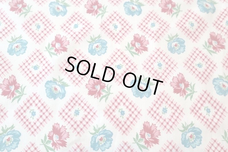 画像1: アメリカ製　ヴィンテージフィードサック　フラワーチェック (1)