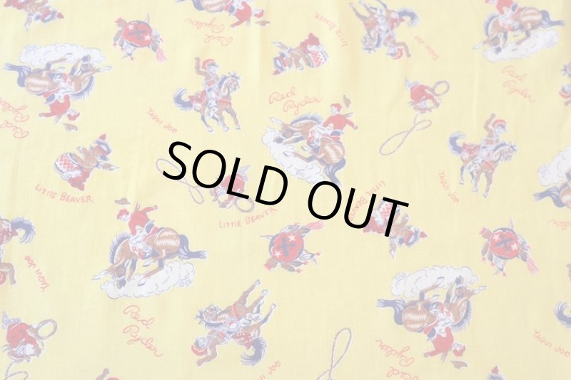 画像1: アメリカ製　ヴィンテージフィードサック　カウボーイ・レッドライダー (1)