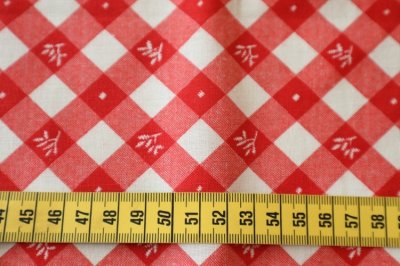 画像1: アメリカ製　ヴィンテージフィードサック　チェック　レッド