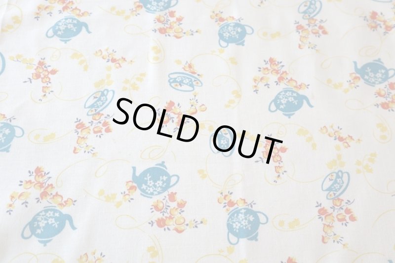 画像1: アメリカ製　ヴィンテージ　フィードサック　ファブリック  　ティータイム (1)