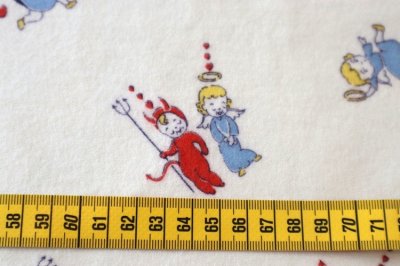 画像1: アメリカ製　ヴィンテージファブリック　コットンフランネル　悪魔と天使ちゃん
