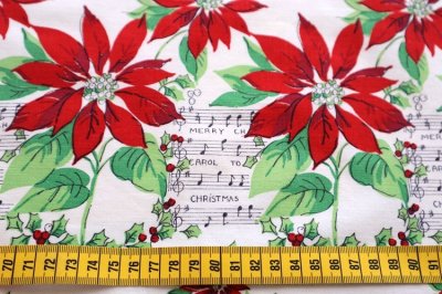 画像1: アメリカ製　ヴィンテージファブリック　クリスマスソング　ポインセチア