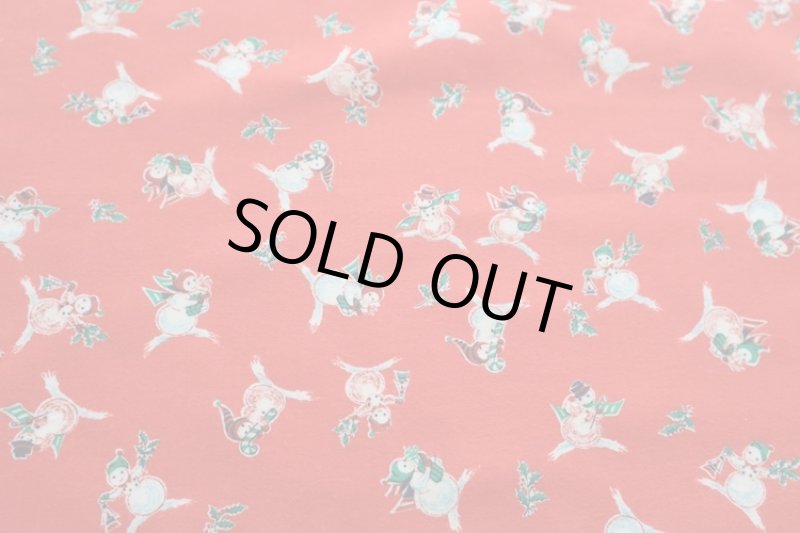 画像1: アメリカ製　ヴィンテージファブリック　コットンフランネル　クリスマス　スノーマン (1)