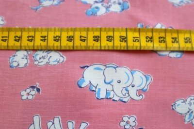画像1: アメリカ製　ヴィンテージファブリック　ぞうさん、うさちゃん、わんちゃん、きりんさん