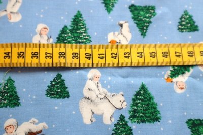 画像1: アメリカ製　ヴィンテージファブリック　子供とツリー