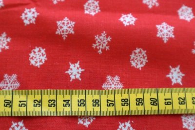 画像1: アメリカ製　ヴィンテージフィードサック　雪の結晶　レッド