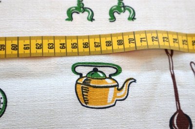 画像1: アメリカ製　ヴィンテージファブリック　バーククロス　キッチン