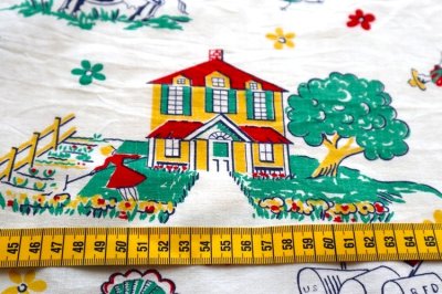 画像1: アメリカ製　ヴィンテージフィードサック　カントリーシーン