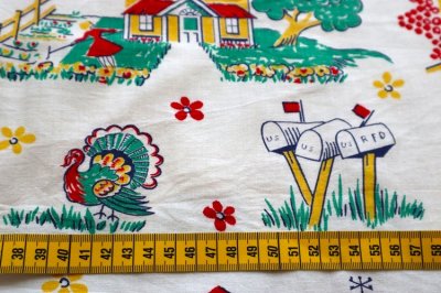 画像2: アメリカ製　ヴィンテージフィードサック　カントリーシーン