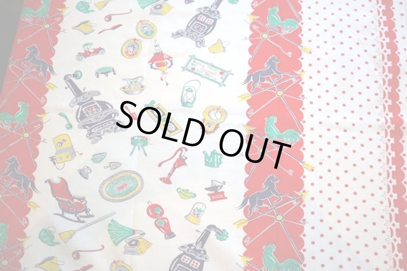 画像2: アメリカ製　ヴィンテージフィードサック　キッチン　レッド (2)