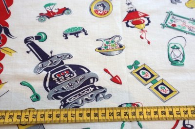 画像1: アメリカ製　ヴィンテージフィードサック　キッチン　レッド