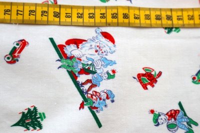 画像2: アメリカ製　ヴィンテージファブリック　サンタと仲間たち