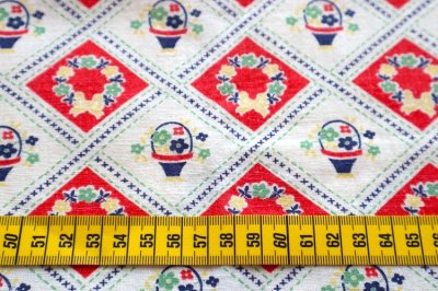 画像1: アメリカ製　ヴィンテージフィードサック　ファブリック　フラワーバスケット