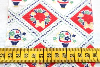 画像1: アメリカ製　ヴィンテージフィードサック　ファブリック　フラワーバスケット