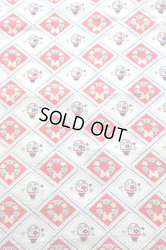 画像1: アメリカ製　ヴィンテージフィードサック　ファブリック　フラワーバスケット (1)