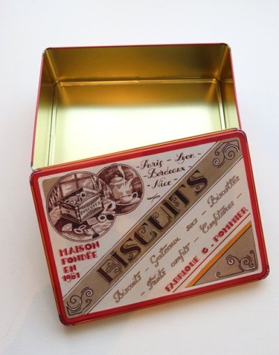 画像1: フランス Comptoir de Famille　スクエアビスケット缶