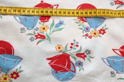 画像2: アメリカ製　ヴィンテージフィードサック　カップアンドソーサー