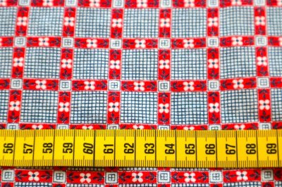 画像1: アメリカ製　ヴィンテージフィードサック　ファブリック　フローラルチェック