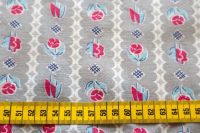 画像1: アメリカ製　ヴィンテージフィードサック　ファブリック　フローラルボーダー