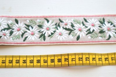 画像1: ドイツ製　ヴィンテージジャガードリボン　エーデルワイス　