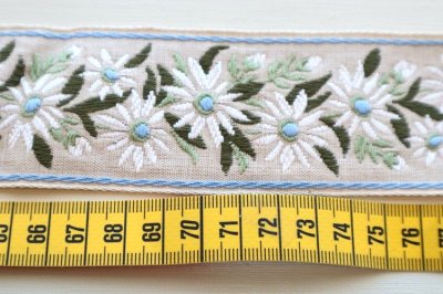 画像1: ドイツ製　ヴィンテージジャガードリボン　エーデルワイス　