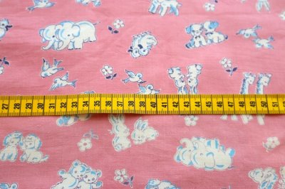 画像2: アメリカ製　ヴィンテージファブリック　ぞうさん、うさちゃん、わんちゃん、きりんさん
