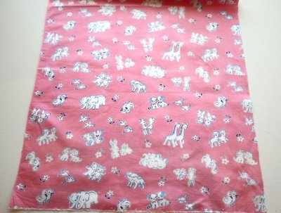 画像1: アメリカ製　ヴィンテージファブリック　ぞうさん、うさちゃん、わんちゃん、きりんさん