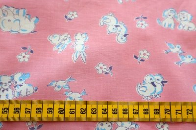 画像2: アメリカ製　ヴィンテージファブリック　ぞうさん、うさちゃん、わんちゃん、きりんさん