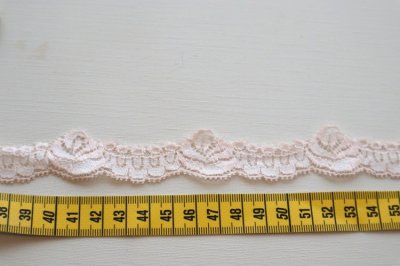 画像1: フランス製ヴィンテージレース　ストレッチ　ペールピンク