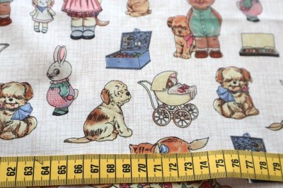画像1: アメリカ製　ヴィンテージファブリック　わんちゃんとお友達